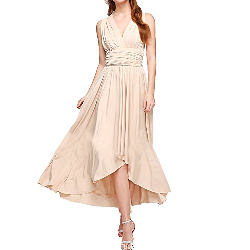 Kalin Women Cut Out V Neck Backless Bandage Wrap Maxi Party Cocktail Dresses Champagn 8/10 - Thumbnail 4