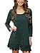 MiYang Women's Long Sleeve A-line Lace Stitching Trim Casual Dress XL Green