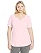 Just My Size Women's Plus-Size Solid Split Neck Shirttail Hem Tee, Paleo Pink, 4X