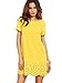 SheIn Women's Crew Neck Short Sleeve Hollow Shift Dress Medium Yellow