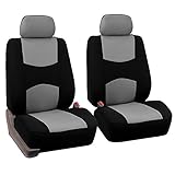 FH Group Universal Fit Flat Cloth Pair Bucket Seat Cover, (Gray/Black) (FH-FB050102, Fit Most Car, Truck, Suv, or Van)