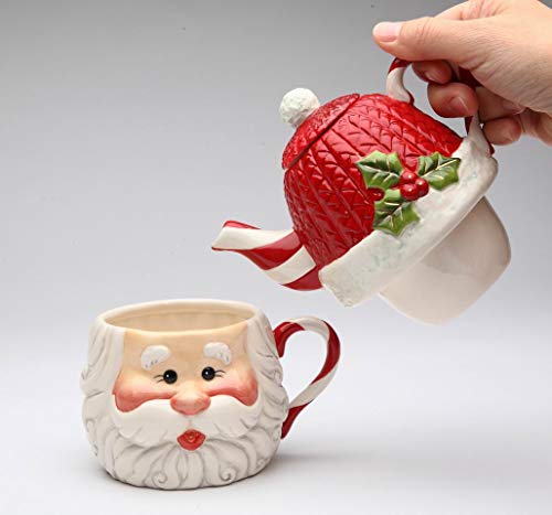 Christmas Santa Tea Kettle w/Cup - Image 3
