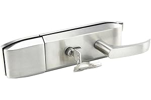 Ranbo 304 Stainless Steel Commercial Durable Metal Chrome 10 mm -12 mm Glass Door Anti-Theft Security Lock， Double Swing Hinged Frameless Push Sliding Gate Lock with 5 Keys