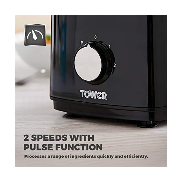 Tower-T18007BLK-Food-Processor-and-Blender-with-2L-Mixing-Bowl-18L-Jug-2-Speed-Settings-and-Pulse-Function-750W-Black-Plastic Tower T18007BLK Food Processor and Blender with 2L Mixing Bowl, 1.8L Jug, 2 Speed Settings and Pulse Function, 750W…