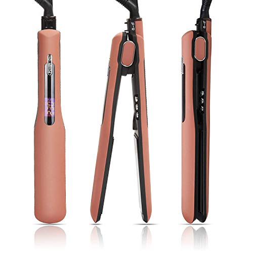 Hair Straighteners Huachi Professional Flat Irons for Hair 1.5 Inch Wide Ceramic Plates Travel 2 in 1 Flat Curling Iron Dual Voltage for All Hair Types, Mars Red (Best Hair Straightener On The Market)