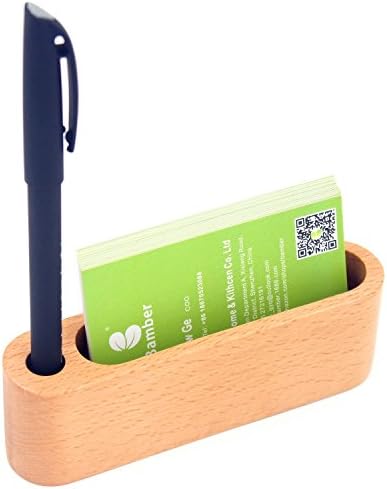 Bamber Wood Business Card Holder Desk, Business Card Case for Men and Women, Business Card Stand and Protector, Slim Design