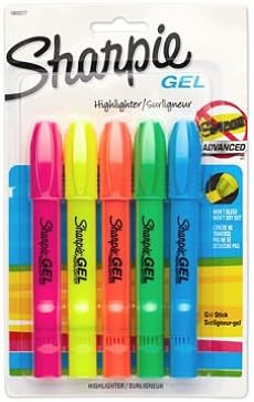 Sharpie - 3 Pack - Gel Highlighter Assorted Colors 5 Per Set "Product Category: Writing &amp; Correction Supplies/Highlighters"