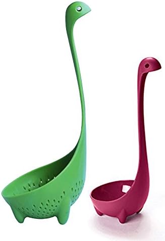 Onener Pack of 2 Nessie Soup Ladles - Loch Ness Monster Mamma Colander + Nessie Child Ladle Kitchen Utensil Cookware Dishwasher Safe - Green &amp; Purple