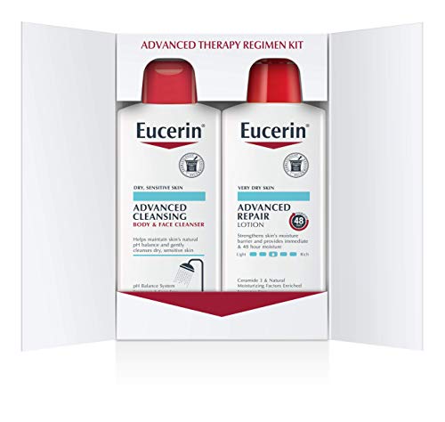 Eucerin Advanced Repair Regimen Pack – Advanced Repair Body Lotion & Advanced Cleansing Face and Body Wash – 16.9 oz Bottles, 2 Pack