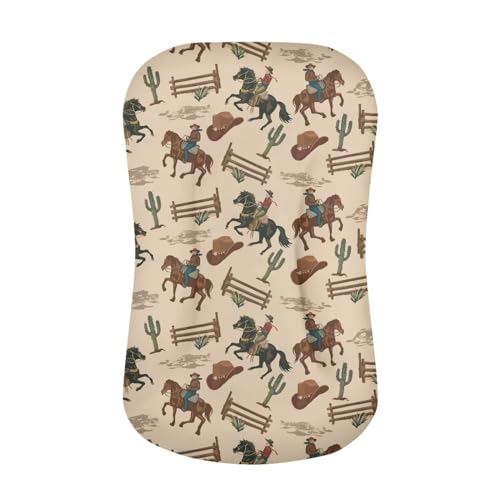 Tongluoye Western Cowboy Horse Baby Lounger Cover for Newborn Baby Nest Cover for 0-12 Stretchy Soft Snuggle Me Lounger for Baby 0-24 Months Baby Padded Loungers Cover Brown