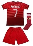 2015 Portugal Cristiano Ronaldo #7 Home Football Soccer Kids Jersey Short Socks Set Youth Sizes (8-9 YEARS)