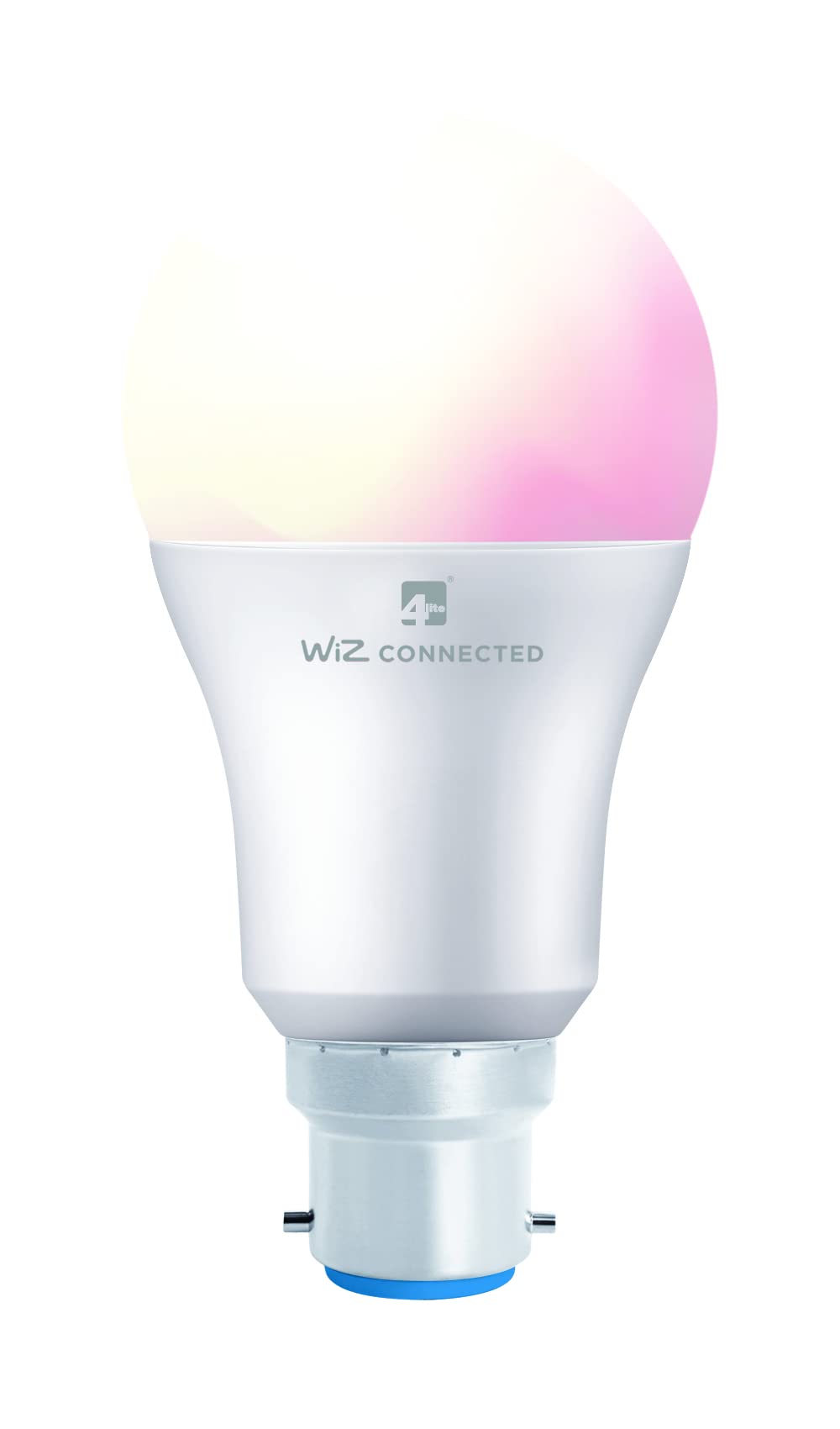 4lite Smart A60 B22 LED Bulb (8W) Colour Changing Tuneable White Dimmable 850Lm 2200-6500K Tuneable White, Wi-Fi/Bluetooth Controlled with Bayonet Fitting - 4l1/8002