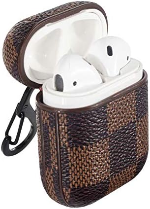 SZSJYKJ Airpods Case, AirPods Accessories Shockproof Case Cover Portable & Protective Leather Skin Cover Case for Apple Airpods 2 &1 (Front LED Not Visible) - Fashion (Brown)