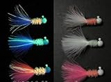Ice Jigs - Marabou, Chenille - Crappie Jigs - Glow - Set of 6