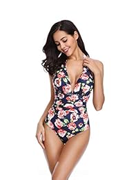 MARINAVIDA Traje de baño de una pieza con cuello en V para dama Trajes de baño halter