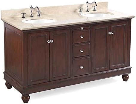 Bella 60 Inch Double Bathroom Vanity Crema Marfil Chocolate