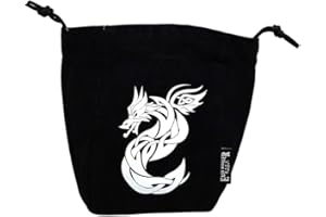 EASY ROLLER DICE CO. Reversible Large Microfiber Dice Bag – Self Standing and Holds over 250 Polyhedral Dice with Drawstring Tie – Multiple Designs Available (Celtic Knot Dragon)