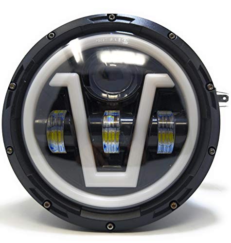 TRP TRADERS 7 Inch Headlight Dual Color DRL for Royal Enfield Bike (V DRL)