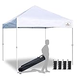 Keymaya 10x10 Ez Pop Up Canopy Tent Commercial Instant Shelter Canopies Bonus Heavy Duty Weight Bag 4-pc Pack (White)