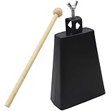 Bnineteenteam 6 Inch Cow Bell with Stick, Metal Cow Bell Noisemaker for Drum Set Kit Percussion