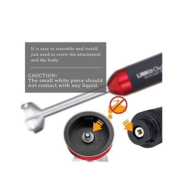Hand Blender LINKChef 2 in 1 Hand Blender 500W, 800ml Beaker, Stainless Steel Whisk&Stirred Bar, Red&Black