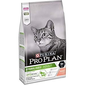 Pro Plan PURINA PRO PLAN Alimento seco esterilizado para gatos adultos mayores de 1 año con OPTIRENAL, rico en salmón, paquete de 1 (1 x 1,5 kg)
