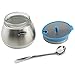 Newness Clear Glass, Stainless Steel and Plastic Sugar Bowl with Lid and Sugar Spoon for Home and Kitchen, 9.4 Ounces(280 Milliliter), Blue