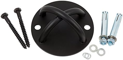 WNG Brands Suspension Trainer Wall &amp; Ceiling Mount Heavy-Duty Anchor Bracket For Crossfit, Olympic Gymnastics Rings, Yoga Swing &amp; Hammock, Punching Bag &amp; Battle Ropes Cold Rolled Steel Hook (Single)