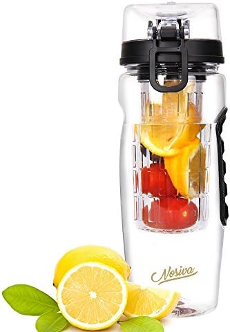 Fruit Infuser Water Bottle - Nosiva 900ML/32oz BPA Free Non-toxic Sports Bottle with Filter Large Gym Mug for Kids Adults - Leak Proof Light Weight Durable Flip Lid - Hydration Gift for Home Outdoor