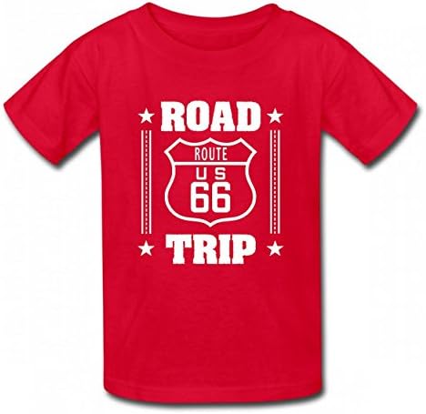 OJZAQ Route 66 Road Trip Tshirt Cotton Tops Children Tee Red