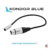 KONDOR BLUE 16" Mini XLR Male to XLR Female Audio Cable BLACKMAGIC Pocket 4K/6K Camera Video Assist 4K. Pro 3 Pin XLR Adapter Microphones Mixers. (1 Pack)