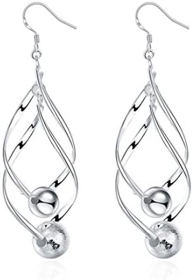 Runsmooth Womens Earrings 925 Silver Plated Double Linear Loops Earrings for Girls