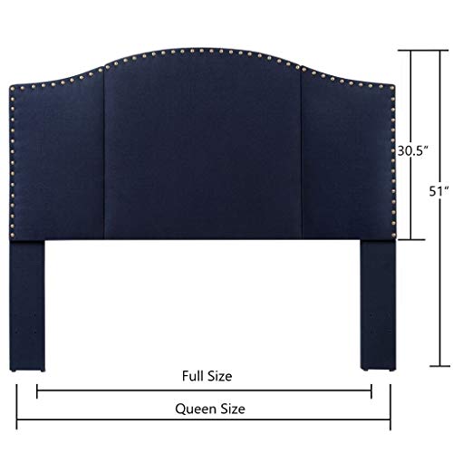 24KF Middle Century Linen Upholstered Tufted Queen Size Headboard with