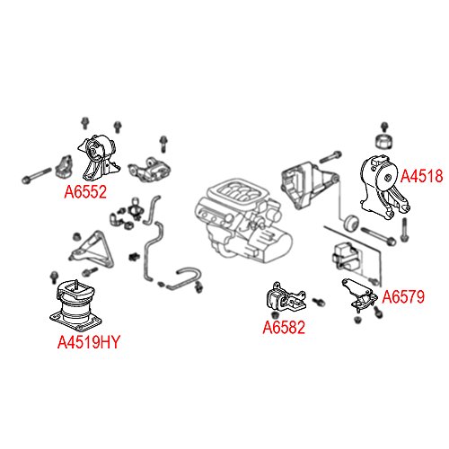 Engine Motor Mount Fits 1999 2000 2001 2002 2003 2004 Honda Odyssey 3.5L A4518 A4519HY A6552 A6579 A6582 50810S0XA00 50800S0KA82 50820S0KA81 50806S0KA80 50805S3VA81