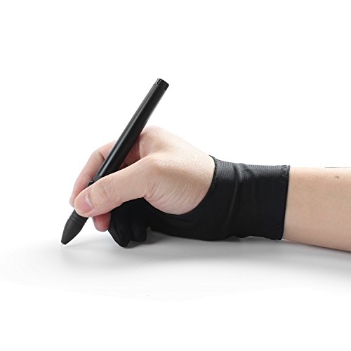 LumsBurry Graphic Drawing Tablet 2-Fingers Glove Artist Gloves for Light Box, Graphic Tablet, Graphic Monitor and iPad Pro (M) - Thumbnail 2