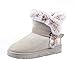 T&Mates Womens Comfortable Bling Buckle Faux Fur Lined Warm Shoes Flat Ankle Winter Snow Boots