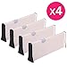 4 Drawer Organizer and Dividers, Organize Silverware and Utensils in Home Kitchen, Divider for Clothes in Bedroom Dresser, Designed to Not Snag Underwear and Bra Fabrics, Bathroom Storage Organizers