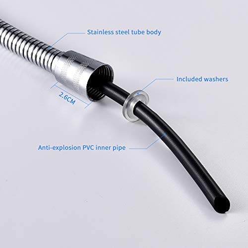 Lmaytech Shower Hose, 79 Inches Longlife Metallic Hose, Extra Long Stainless Steel Handheld Shower Hose, Showerhead Hose Replacement with Solid Brass Connector