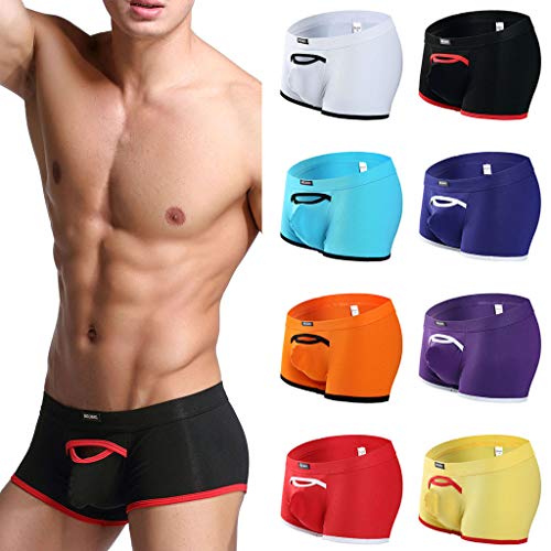 Simayixx Man Soft Panties Men's Boxer Briefs Shorts Thong Pouch Soft Underpants Trunks Mesh Underwear for Male G-String Red