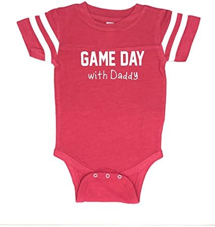 Game Day with Daddy Ultra Soft Baby Jersey-Style Bodysuit (6 Months, Raspberry Pink Heather)