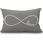 Smooffly Throw Pillow Cover Love Waist Lumbar Cotton Linen Throw Pillow case Cushion Cover for Sofa Home Decorative Oblong 12x20 Inches