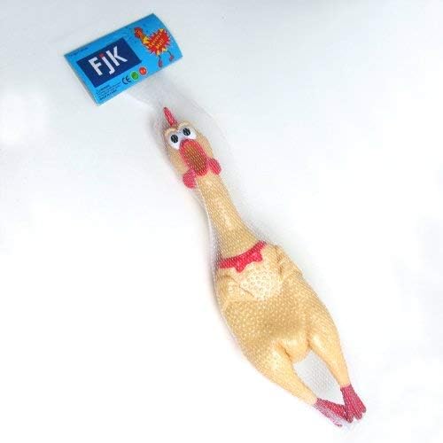 Amazon Fjk 大声で鳴くニワトリ Shrilling Chicken 43cm イエロー ジョーク どっきり おもちゃ