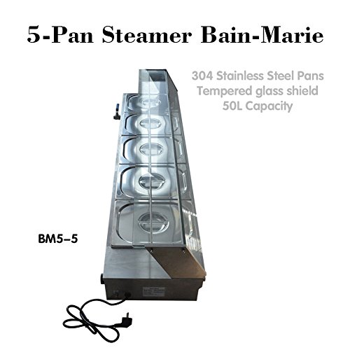 9TRADING New 110V1500W 5-Pan Steamer Bain-Marie Buffet Countertop Food Warmer Steam Table, Free Tax, Delivered Within 10 Days
