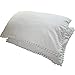 Rayroger Pom Pom Fringe Pillowcases, Washed Cotton Pillow Sham Fringe Rolls, Durable for Standard/Queen Size Ivory White (19x29inches)-Set of 2 (Queen Size)