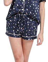 Serenedelicacy pijama de satén sedoso de manga corta para dama