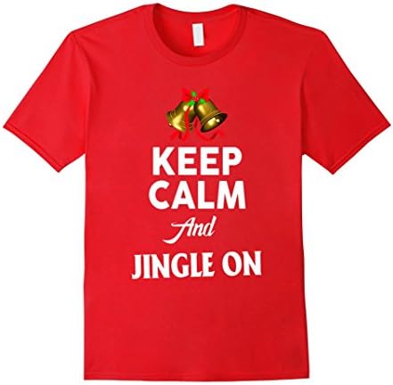 Mens Christmas Idea Keep Calm &amp; Jingle on Funny T-shirt on Xmas XL Red