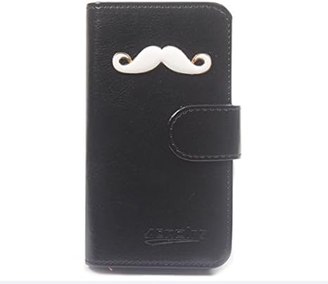 Amazon Co Jp Iphone5 Iphone5s ケース かわいい ヒゲ モチーフ 手帳型 高品質 レザー キャラクター デコ スマホ アイフォン Iphoneケース カバー ブラック ホーム キッチン