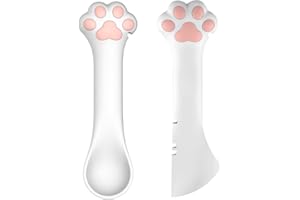 Joyinjojo 2 Pack Dog Cat Food Spoon Spatula, Cute Paw Pet Can Opener Mixing Spoons for Dog Cat Wet Food, Small Silicone Spatula Cat Treat Spoon Pet Cannd Food Scoop for Dog Cat, White