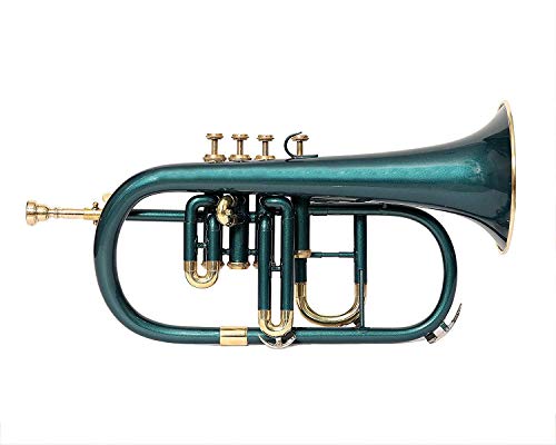 PROFESSIONALS FLUGEL HORN 4 VALVE Bb PITCH GREEN COLORED W/CASE AND MOUTHPIECE