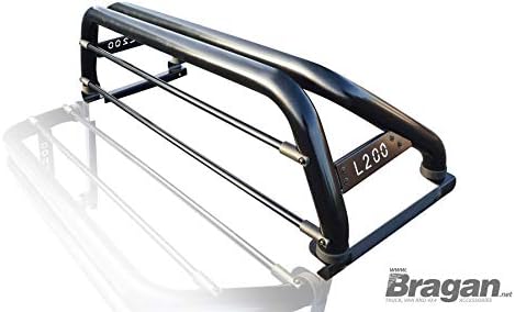 Bragan Roll Bar + LEDs + LED Brake + Tonneau Cover Compatible With Mitsubishi L200 2015-2019 powder coated stainless steel - BLACK BRA4775BTC-BLACK
